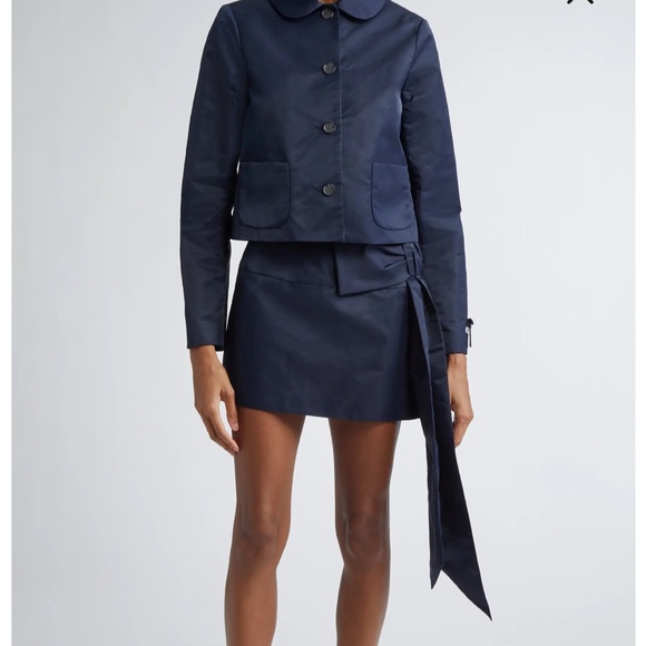 New with Tags Sandy Liang Navy Bow Skar Mini Skirt Size 2 - Picture 2 of 7